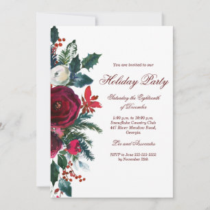 Invitation Fête Élégante Florale de Noël