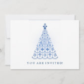 Invitation Fête élégante Joyeux Noël Bleu (Dos)