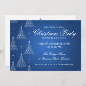 Invitation Fête élégante Joyeux Noël Bleu (Devant / Derrière)