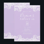 Invitation Fête élégante Lavande & Blanc Dentelle Douce 16 an<br><div class="desc">Personnaliser pour tout événement</div>
