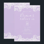 Invitation Fête élégante Lavande & Blanc Dentelle Douce 16 an<br><div class="desc">Personnaliser pour tout événement</div>
