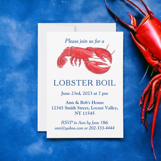 Invitation Fête élégante moderne de l'ébullition de homard ro