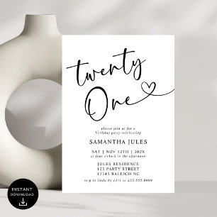 Invitation Fête élégante moderne pour un 21e anniversaire