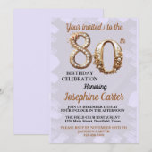 Invitation Fête élégante pour 80 ans (Devant / Derrière)