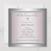 Invitation Fête élégante pour bébé fille en argent et rose (Dos)