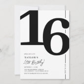 Invitation Fête élégante pour les seize ans 16e anniversaire (Devant)