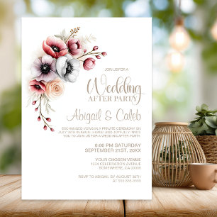 Invitation Fête élégante rose et rouge après mariage avec des