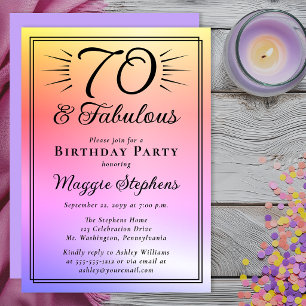 Invitation Fête élégante rose violet ombré pour 70 ans