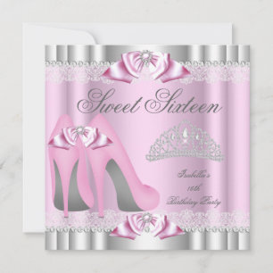 Invitation Fête élégante Sweet 16 seize ans dentelle rose