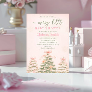 Invitation Fête Élégante Un Nœud Rose Coquette Baby Shower