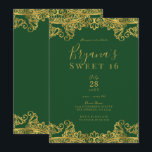 Invitation Fête élégante vert foncé et orné de dentelle pour<br><div class="desc">Personnaliser pour tout événement</div>