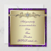 Invitation Fête élégante violette et or (Dos)