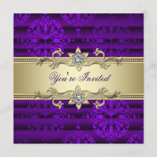 Invitation Fête élégante violette et or