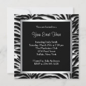 Invitation Fête élégante Zèbre Noir et Blanc (Dos)