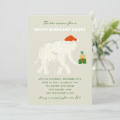 Invitation Fête éléphante blanche illustrée festive (Debout devant)