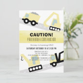 Invitation Fête en construction Blanc 1er anniversaire (Debout devant)