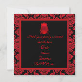 Invitation Fête en Damassé Rouge Noir (Dos)