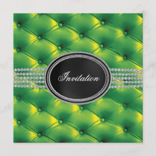 Invitation Fête en noir et vert citron diamant noir
