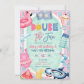 Invitation Fête en piscine pour garçon, plaisir double pour l (Devant)