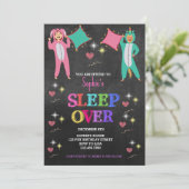 Invitation Fête en Pyjama pour Filles, Fête de Nuit, Annivers (Debout devant)