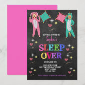 Invitation Fête en Pyjama pour Filles, Fête de Nuit, Annivers (Devant / Derrière)