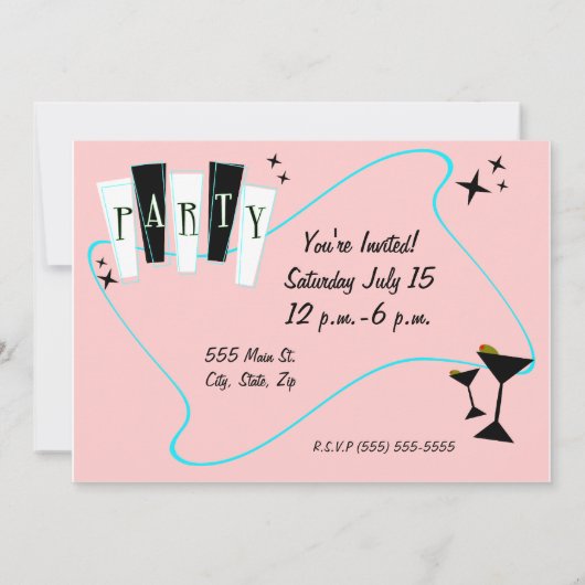 Invitation Fête en rose (Dos)