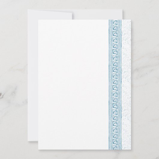 Invitation Fête en Toga bleue avec éléments en pierre grecque (Dos)