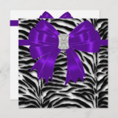 Invitation Fête en toute occasion rayure zèbre violet et noir (Devant / Derrière)