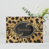 Invitation Fête en toutes occasions Black Gold Leopard (Debout devant)