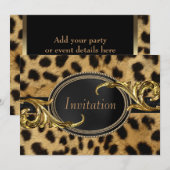 Invitation Fête en toutes occasions Black Gold Leopard (Devant / Derrière)