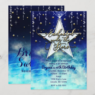 Invitation Fête Enchantée Céleste de 16 Ans Sous les Étoiles