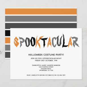 Invitation Fête épouvantable d'Halloween à motif rayé