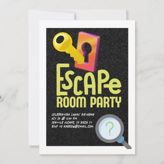 Invitation Fête Escape Game (Devant)