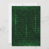 Invitation Fête Escape Game Serrure et Clé Code Binaire Vert (Dos)