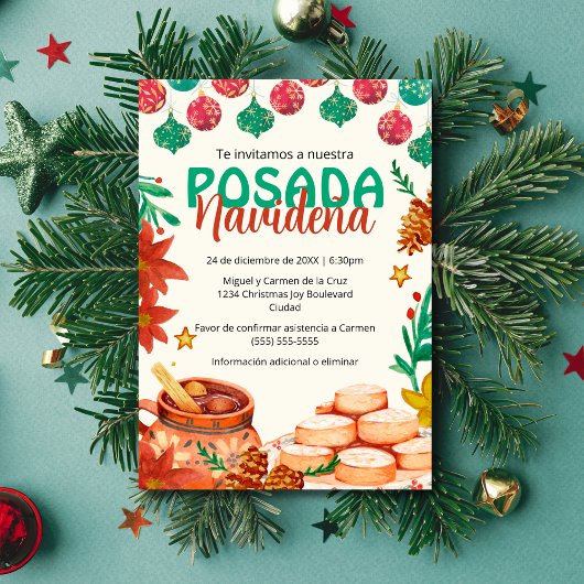 Invitation Fête espagnole Posada Navideña de Noël
