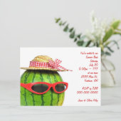 Invitation fête estivale amusante avec pastèque (Debout devant)