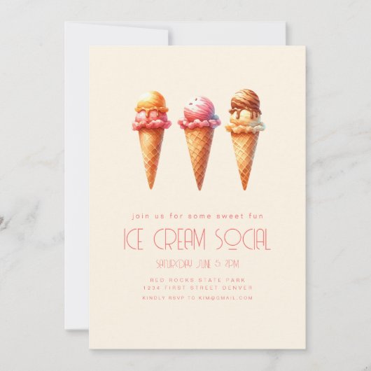 Invitation Fête estivale avec dégustation de glaces (Devant)