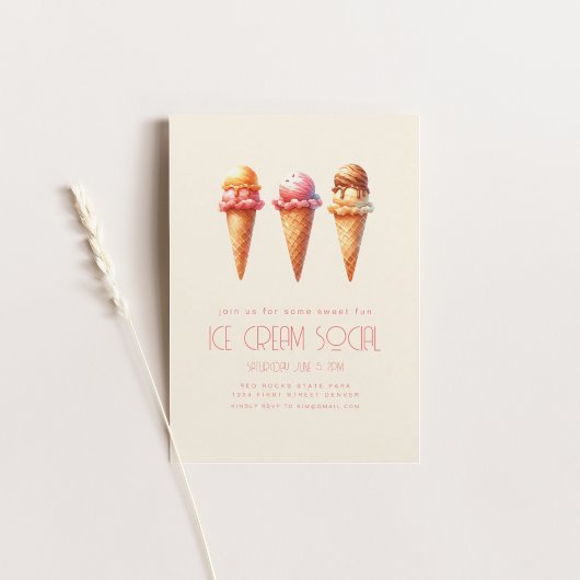 Invitation Fête estivale avec glace