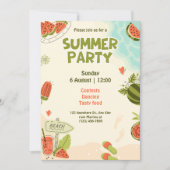 Invitation Fête estivale de pastèque rouge pastèque (Devant)