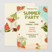 Invitation Fête estivale de pastèque rouge pastèque (Devant / Derrière)