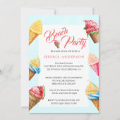 Invitation Fête estivale de plage avec de la glace mignonne (Devant)