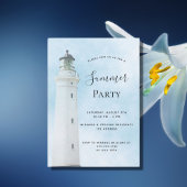 Invitation Fête estivale phare plage côtière bleu