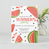 Invitation Fête estivale Red Green Watermelon Slices (Debout devant)