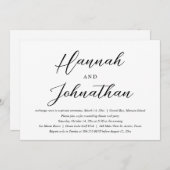 Invitation Fête et dîner de mariage en fuite (Devant / Derrière)