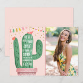 Invitation Fête et fête de graduation amusante Cactus Lets Fi (Devant / Derrière)