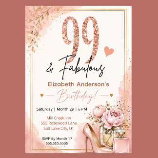 Invitation Fête fabuleuse des 99 ans de Peony et Parfum