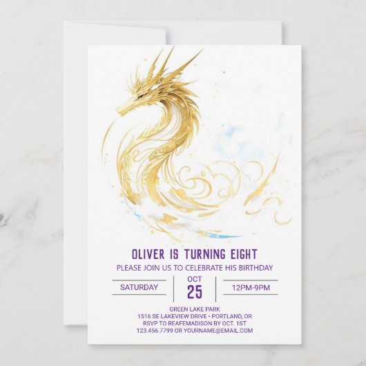 Invitation Fête Fairytale Dragon Anniversaire (Devant)