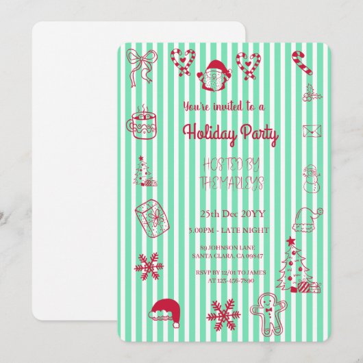 Invitation Fête fantaisiste à main (Devant / Derrière)