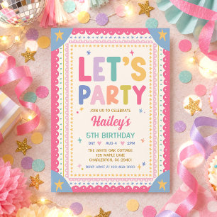 Invitation Fête Fantaisiste Anniversaire Fille Couleurs