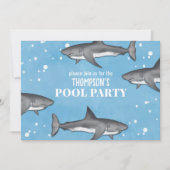 Invitation Fête Fantaisiste au Piscine Océan Nage Requins (Devant)